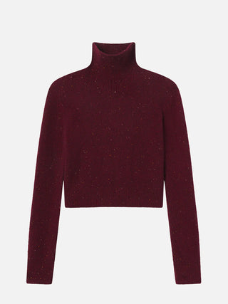 Frame - The Cashmere Fleck Turtleneck in Pinot-Sweaters-Wardrobe Apparel