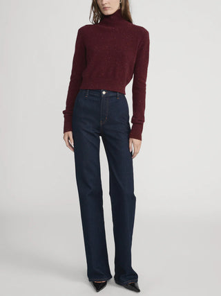 Frame - The Cashmere Fleck Turtleneck in Pinot-Sweaters-Wardrobe Apparel