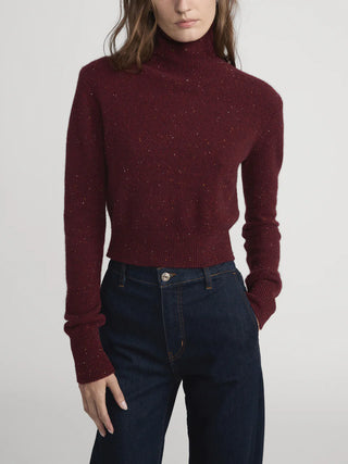 Frame - The Cashmere Fleck Turtleneck in Pinot-Sweaters-Wardrobe Apparel