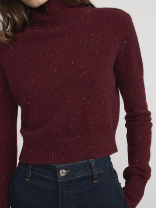 Frame - The Cashmere Fleck Turtleneck in Pinot-Sweaters-Wardrobe Apparel