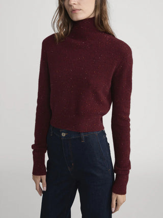 Frame - The Cashmere Fleck Turtleneck in Pinot-Sweaters-Wardrobe Apparel