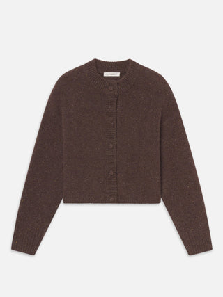 Frame - The Cashmere Fleck Cardi in Brown-Sweaters-Wardrobe Apparel
