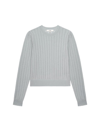 Light gray ribbed sweater on a white background