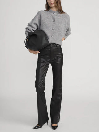 Frame - The Cashmere Fleck Cardi in Silver-Sweaters-Wardrobe Apparel