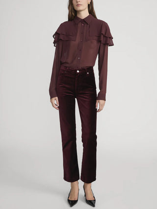 Frame - The Silk Cape Blouse in Cabernet-Shirts & Tops-Wardrobe Apparel