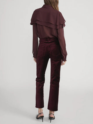 Frame - The Silk Cape Blouse in Cabernet-Shirts & Tops-Wardrobe Apparel