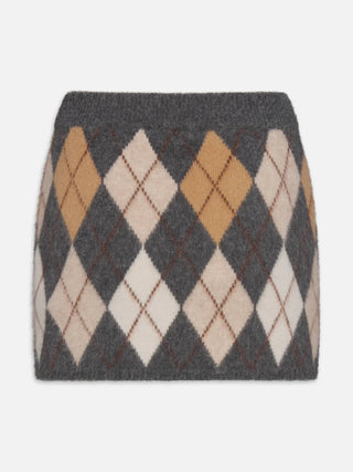 Frame - The Brushed Argyle Skirt in Grey Multi-Skirts-Wardrobe Apparel