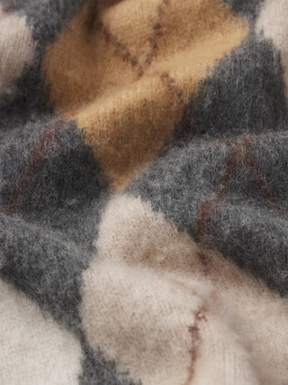 Frame - The Brushed Argyle Cardi in Grey Multi-Shirts & Tops-Wardrobe Apparel