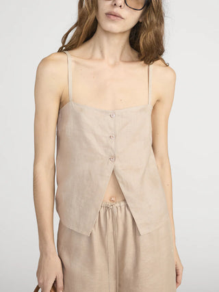Frame - The Linen Button Cami-Shirts & Tops-Wardrobe Apparel