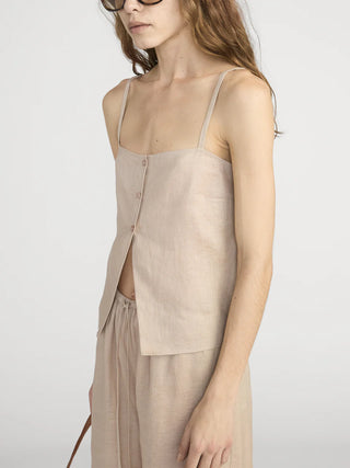 Frame - The Linen Button Cami-Shirts & Tops-Wardrobe Apparel