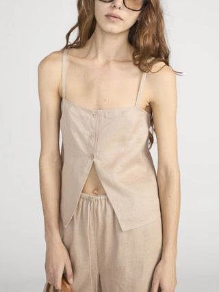 Frame - The Linen Button Cami-Shirts & Tops-Wardrobe Apparel