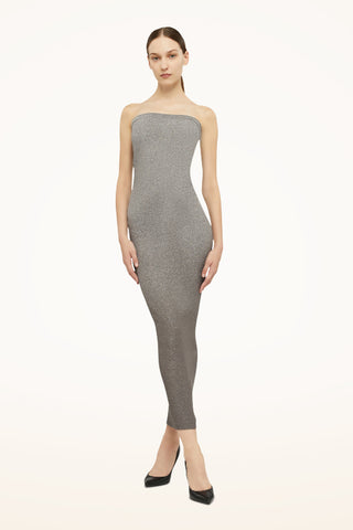 Robe midi grise à logo de renard Maison Kitsuné en solde Robe midi grise à logo de renard Maison Kitsuné en solde
