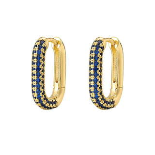 Luv Aj - Pave Chain Link Huggies- Blue & Gold-Jewellery-Wardrobe Apparel