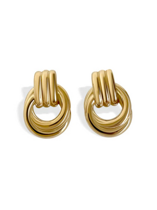 Anisa Sojka - The Gold Juliet Interlocking Earrings-Earrings-Wardrobe Apparel