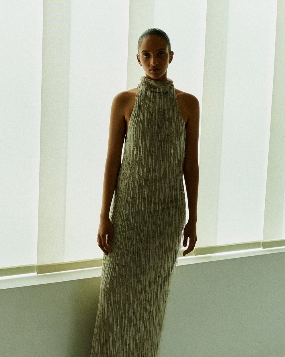 ILTA - Simone Beaded Fringe Gown 6 / Mushroom ILTA - Simone Beaded Fringe Gown 6 / Mushroom