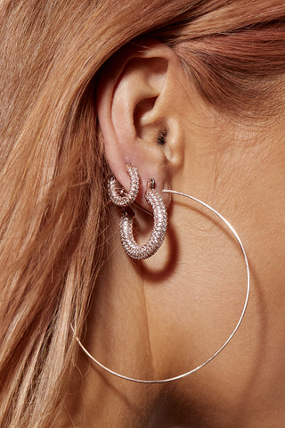 Pave Baby Amalfi Hoops - Rose Gold