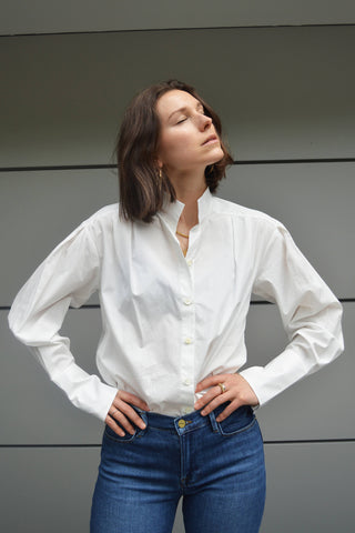 Pleated Clean Collar Blouse