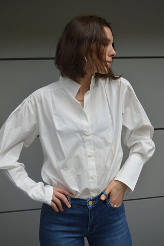 Pleated Clean Collar Blouse