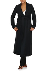 Womens Long Belted S.B Coat Pressed Wool & Polaire