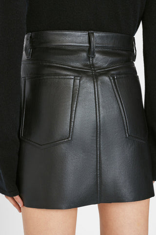 Frame - Recycled Leather Le High 'N' Tight Skirt in Noir