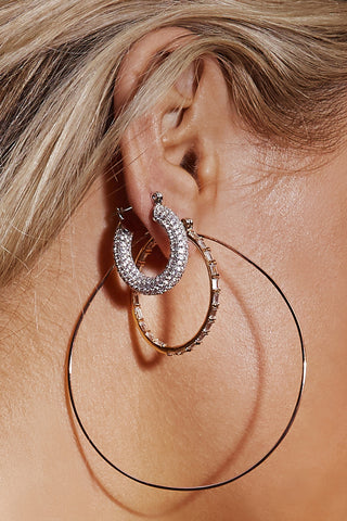 Pave Baby Amalfi Hoops - Silver
