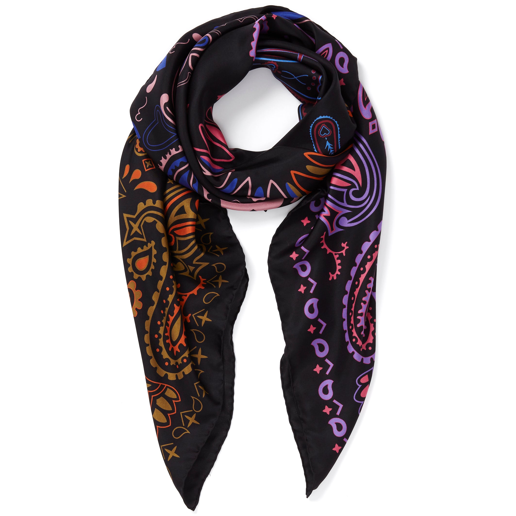 The Block Print Neckerchief, bright multicolour printed still twill scarf –  JANECARR