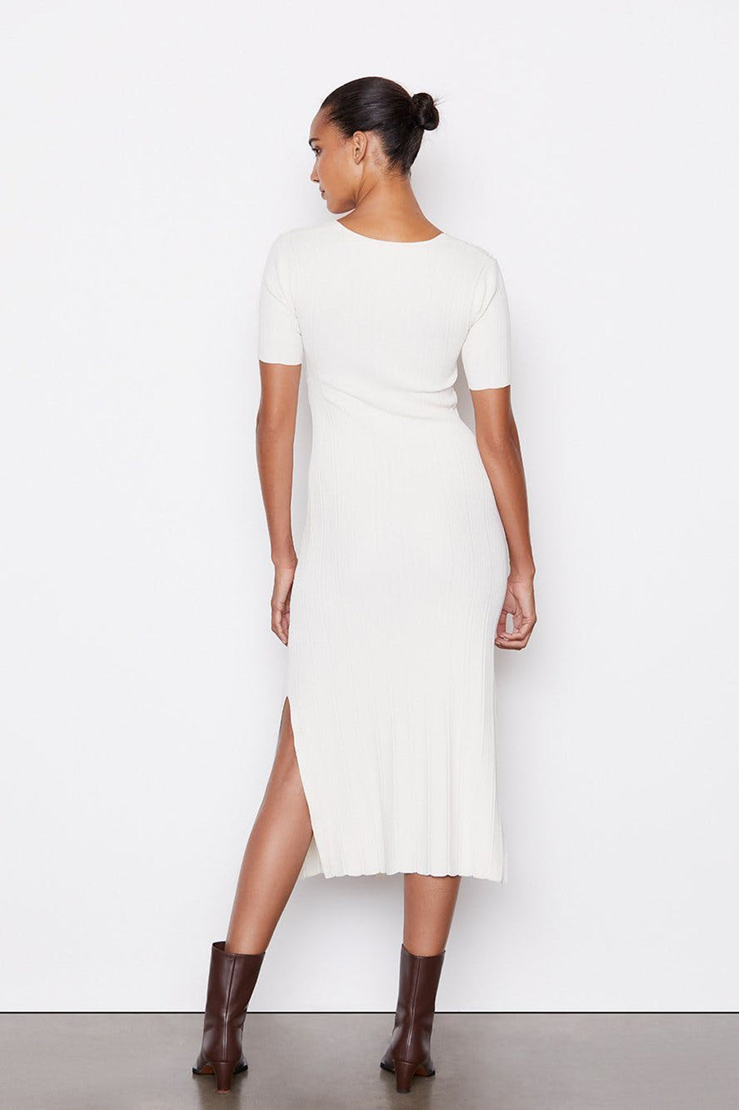 frame ribbed sweater dress The Crochet Bell Sweater Dress