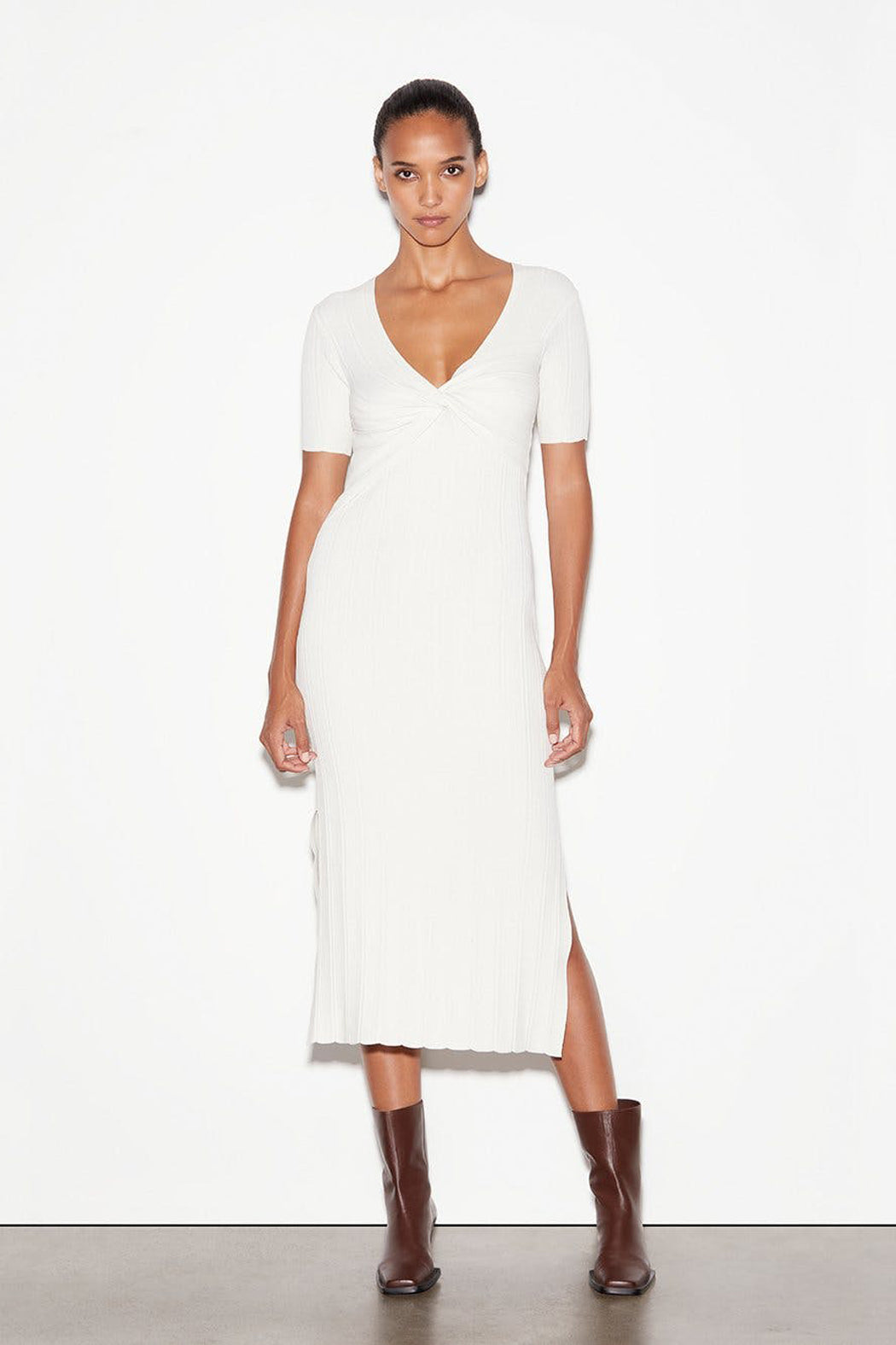frame layered wrap sweater dress FRAME Cut Out Mini Dress | Camel