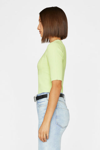 Frame - Mixed Rib Sweater in Bright Lime