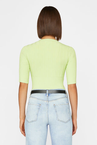 Frame - Mixed Rib Sweater in Bright Lime
