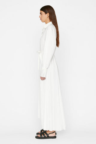 Frame - Pleated Inset Maxi Dress in Blanc