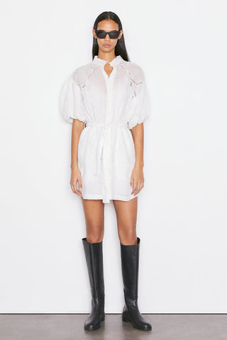 Frame - Inset Lace Puff Sleeve Dress
