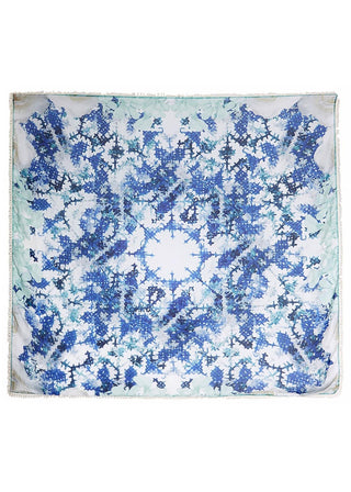 kaleidoscopic white and blue print scarf 